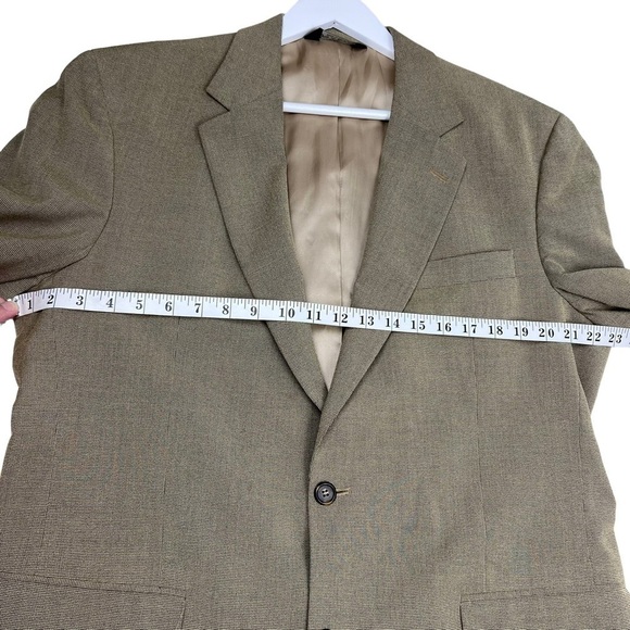 JOS A BANK Men’s Tan Houndstooths Suit Blazer Coat Size 42 Long 2 Button Jacket - Picture 6 of 11